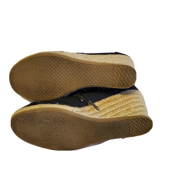 Toms Desert Lace Up Canvas Espadrille Wedge Ankle Boot Black Women's sz 6 - Picture 5 of 5
